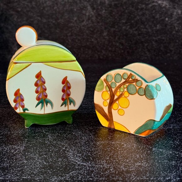 Vintage 1993 Clarice Cliff Sugar and Jam Jar Reproduction - Picture 4 of 10